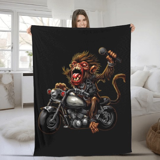 zombie Raider Monkey Fleece Blankets