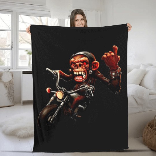 Zombie Raider Monkey Rockstar Fleece Blankets