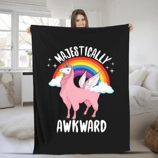 Majestically Awkward Llamacorn Llama Uorn Fleece Blankets
