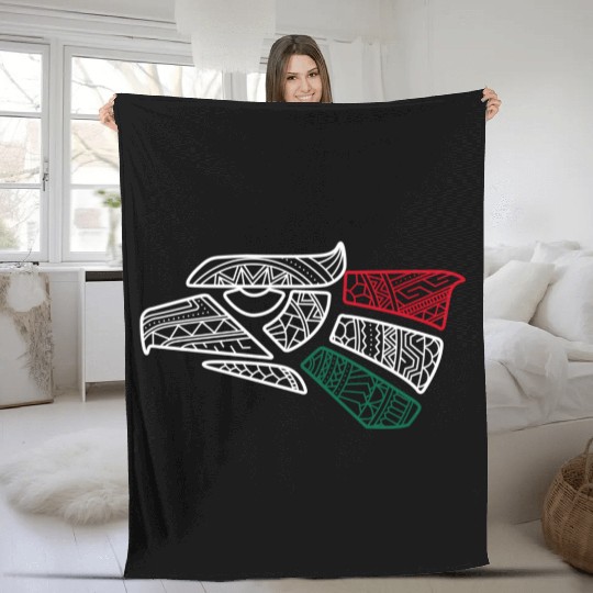 Meco Flag - Mecan Eagle Aztec Style - Hecho Fleece Blankets