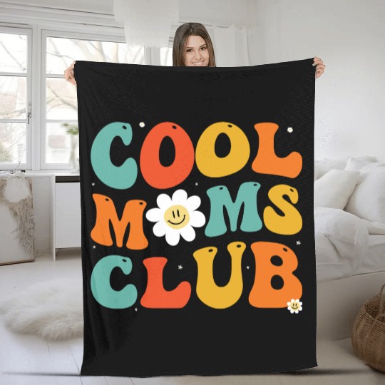Cool Moms Club Groovy Hippie Theme Mother Day Fleece Blankets
