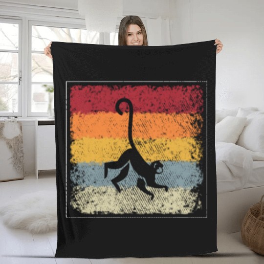 monkey retro Fleece Blankets