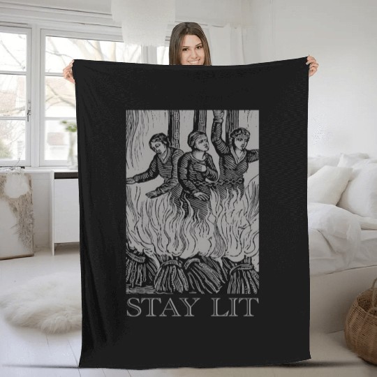 Stay Lit Occult Satan Witch Unholy Baphomet Tarot Fleece Blankets