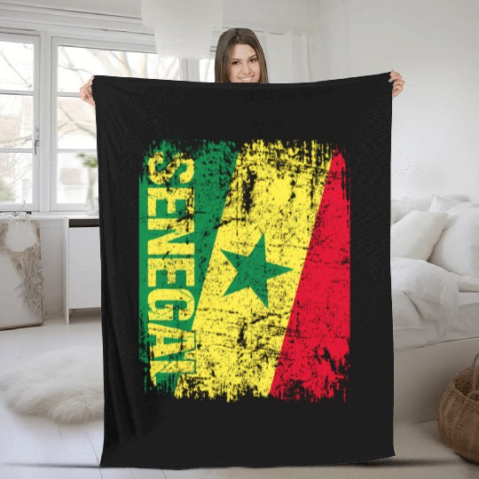 Senegal Flag Distressed Senegal Fleece Blankets