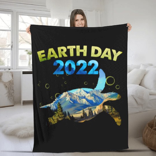 Sea Turtle Earth Day Everyday 2022 Planet World Fleece Blankets
