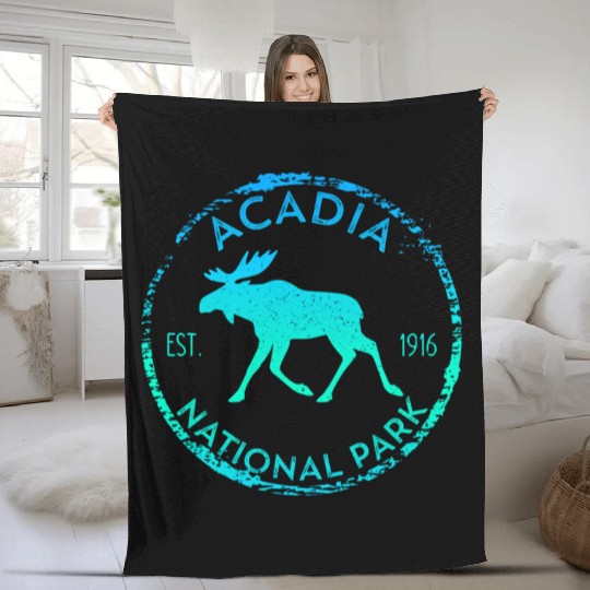Acadia National Park Np Maine Moose Fleece Blankets