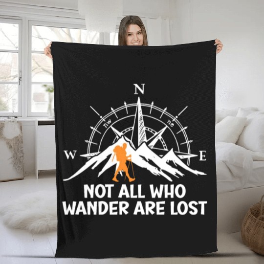 Hiker funny Wanderlust Mountaineer Hiking Fleece Blankets