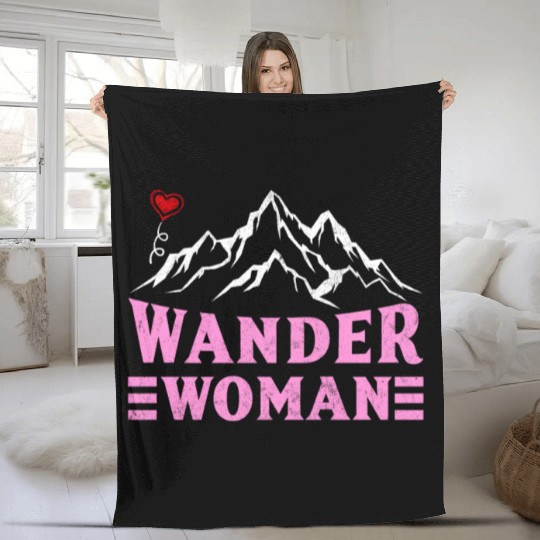 Wanderwoman Mountaineering Hiking Women Fleece Blankets