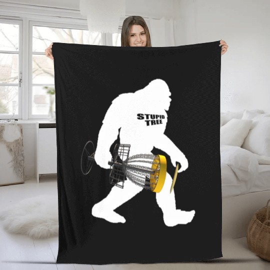 Bigfoot Disc Golf Player Or Frisbee Playing Yeti Fleece Blankets