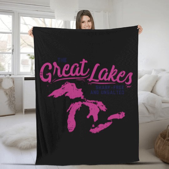Great Lakes Shark Free Unsalted Summer Vacation Fleece Blankets
