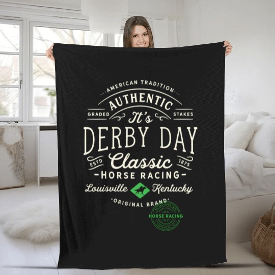 Derby Day Louisville Kentucky Horse Racing Fleece Blankets