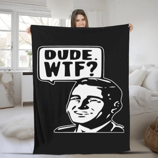 Dude WTF ©WhiteTigerLLC.Com LIKE US ON FACEBOOK Fleece Blankets