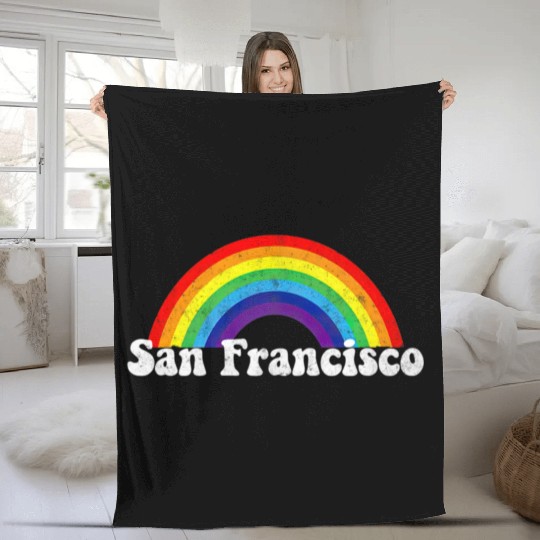 San Francisco LGBTQ Gay Pride Rainbow Premium Fleece Blankets