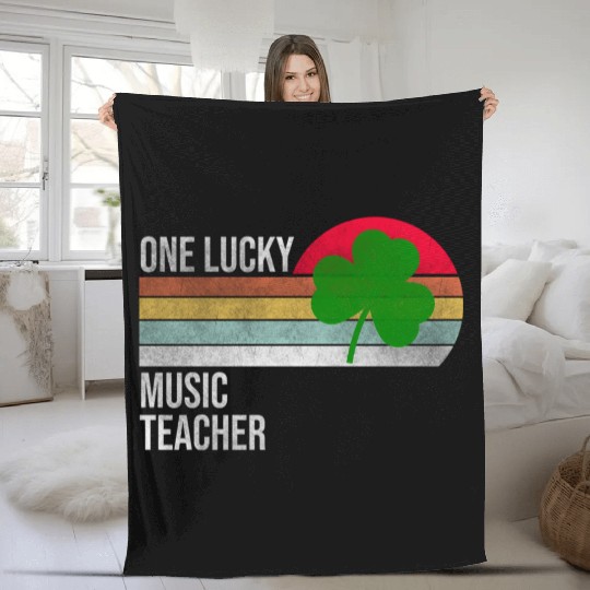 One Lucky Music Teacher St Patric Day Fleece Blankets