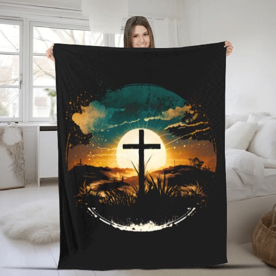 Jesus Cross Painting Fleece Blankets