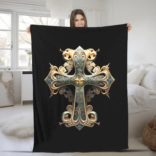 Jesus Cross Painting Fleece Blankets