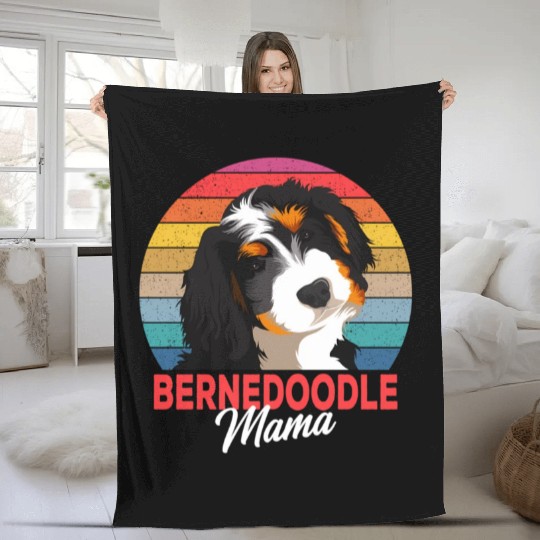 Bernedoodle Mama Dog Mom Owner Fleece Blankets