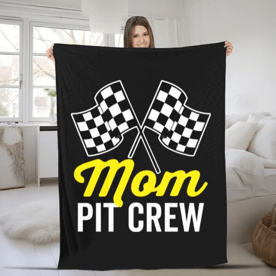 Mom Pit Crew For Racing Party Costume Fleece Blankets