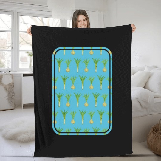 leek and onion pattern Fleece Blankets