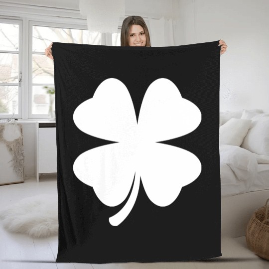 Four Leaf Clover Funny Saint Patricks Day Shamrock Fleece Blankets