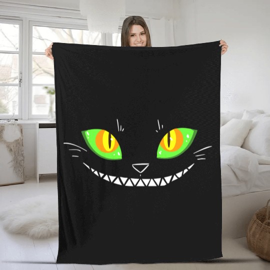 Creepy Cat Face Fleece Blankets