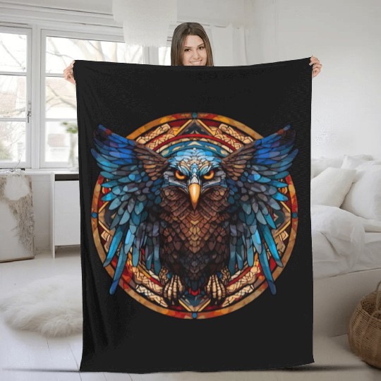 Stained Glass Eagle (4 of 4) Fleece Blankets