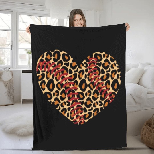 Baseball Leopard Heart Fleece Blankets Cute Mom Dad Men Women