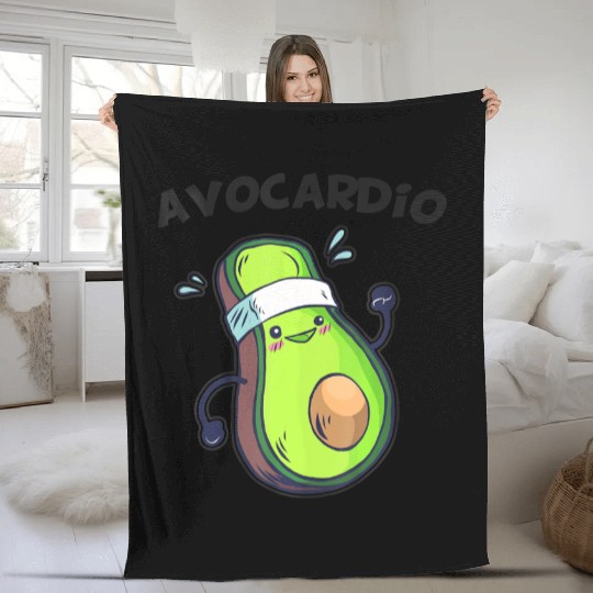 Avocardio Fitness Avocado Gym Vegan Guacamole Fleece Blankets