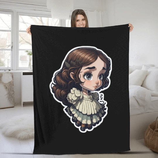 Cute Girl - A Cute and Innocent Digital Painting Fleece Blankets
