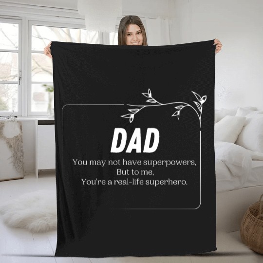 Superhero Dad ,Father's Day , Fathers Day Gift Fleece Blankets