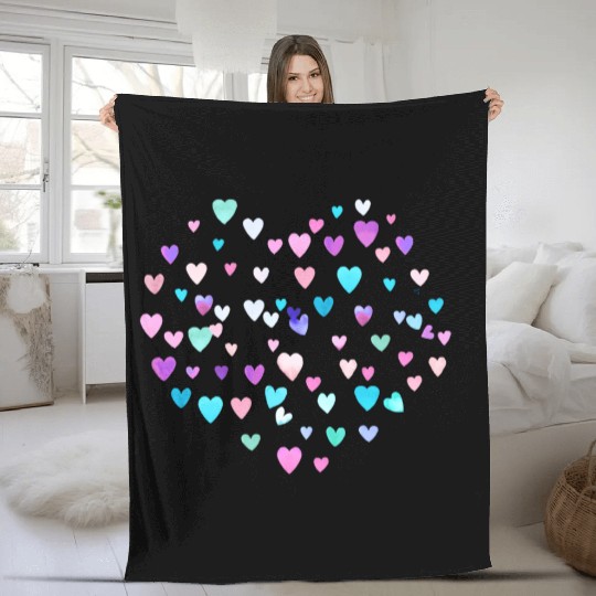 Valentines Multicolored Love Hearts Gum Pink Copy Fleece Blankets