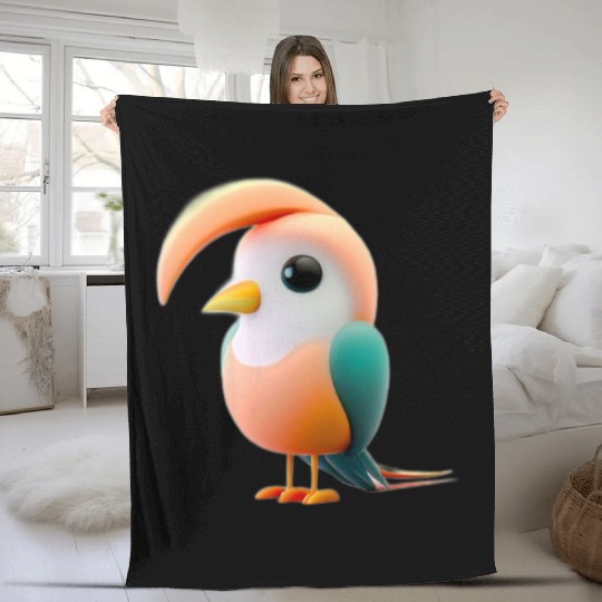 Cute Bird of Paradise 3D Render Fleece Blankets