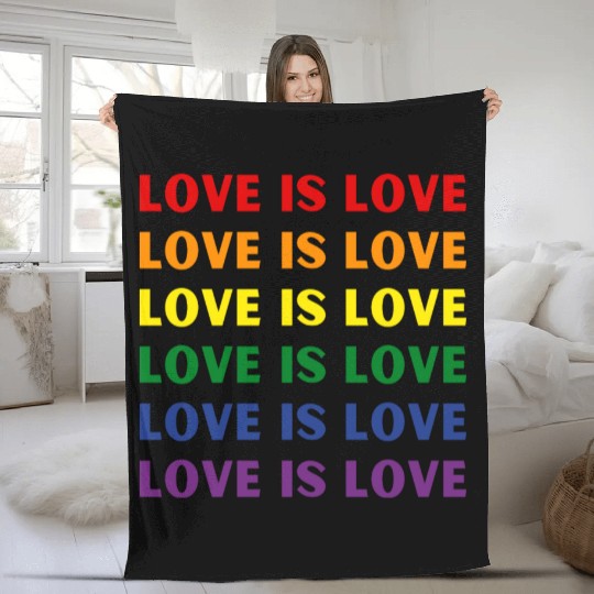 Love Is Love Rainbow Flag Fleece Blankets
