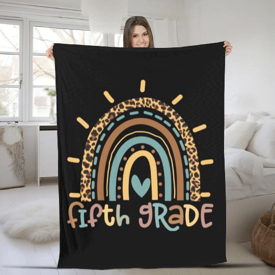 Fifth Grade Rainbow Girls Boys Teacher Team Fleece Blankets