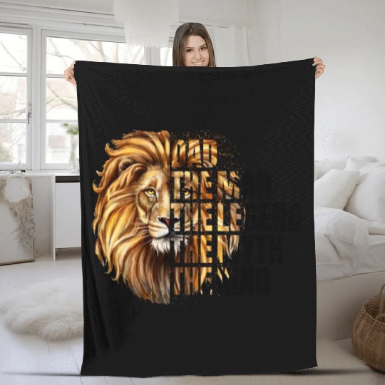 Dad the Man the Legend Leopard Lion Png Fleece Blankets