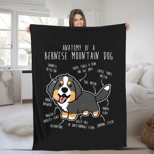 Bernese Mountain Dog Anatomy Fleece Blankets