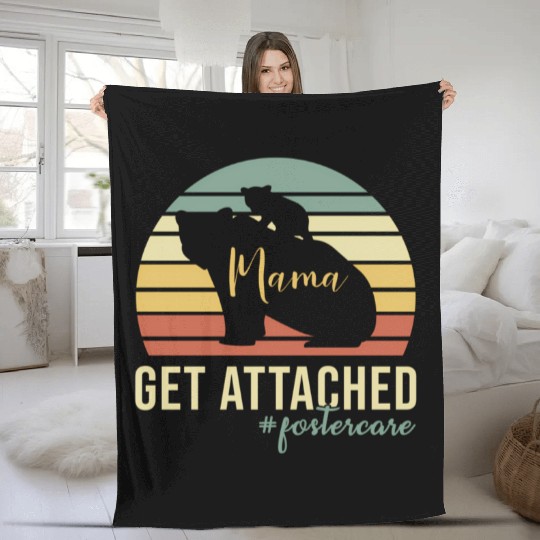 Get Attached Foster Care Mom Mama Bear Cub Fleece Blankets