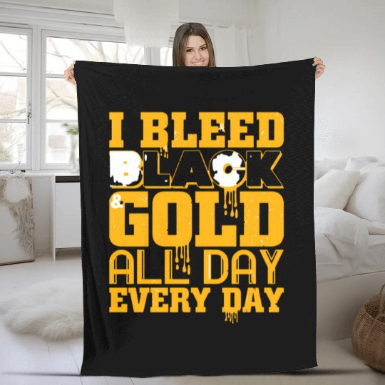 I Bleed Black And Gold Fleece Blankets