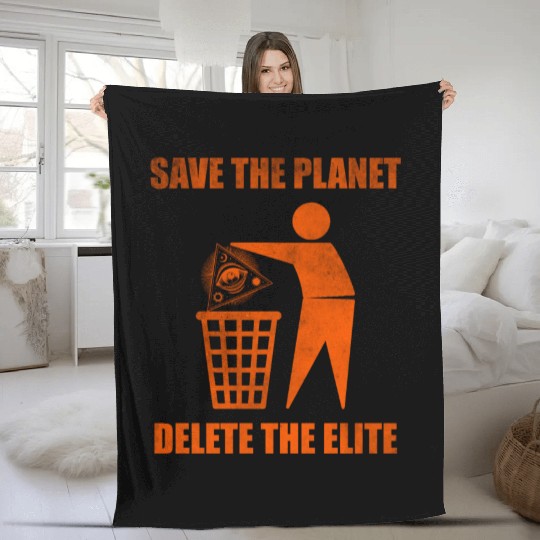 Save the planet delete the elite Fleece Blankets