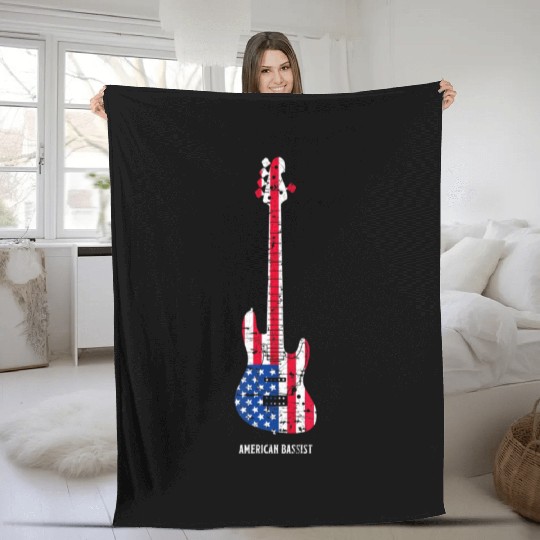 American Bassist Bass guitar Player Music Men Fleece Blankets
