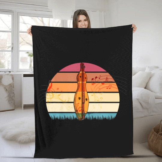 Dulcimer Lovers Guitar Retro Dulcimer Fleece Blankets