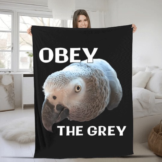 Obey The Grey - African Grey Parrot Fleece Blankets