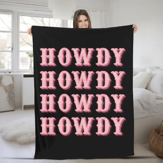 White Cowgirl Howdy Rodeo Western Cory Southern Fleece Blankets