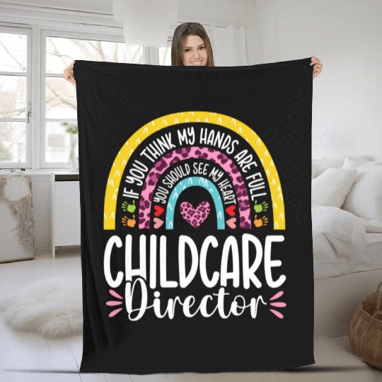 Heart Childcare Director Daycare Teacher Fleece Blankets