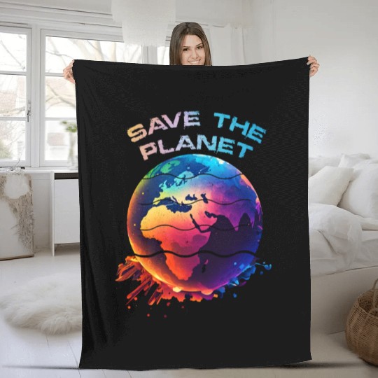Save the Planet Nature Environment Earth Fleece Blankets