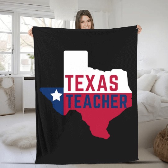 Texas Teacher Life Flag Style Fleece Blankets