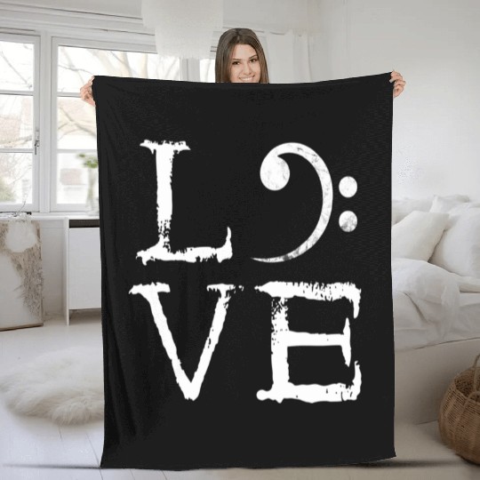 Bass Clef Creepy Love Bass Guitar Player Bass Fleece Blankets