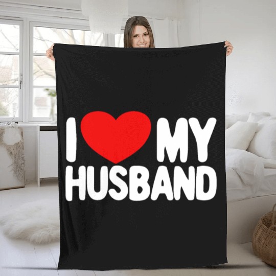 I Love My Husband Red Heart Wife I Love My Husband Fleece Blankets