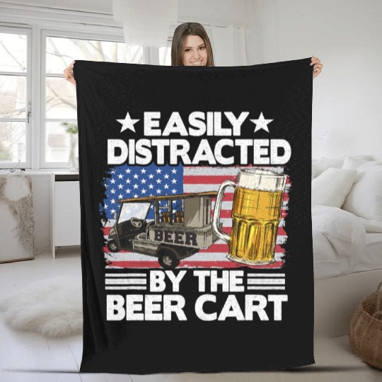 Halloween Easily Distracted By The Beer Cart Golf Fleece Blankets