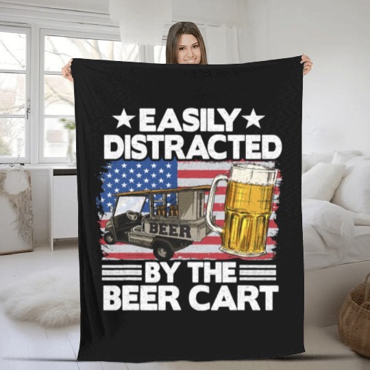 Halloween Easily Distracted By The Beer Cart Golf Fleece Blankets